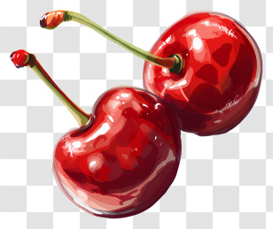 Maraschino Cherries - Realistic Pair Of Red Cherries Transparent PNG