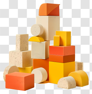 Building Blocks - Colorful Geometric Blocks Arrangement Transparent PNG