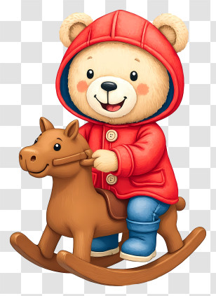 Cute Teddy Bear - Smiling Teddy Bear On Rocking Horse Transparent PNG