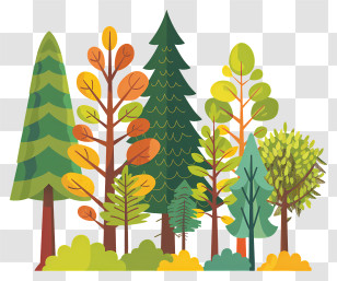 Forest Trees - Colorful Cartoon Forest Of Trees Transparent PNG