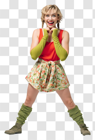 Woman Dancing Real - Excited Woman In Colorful Outfit Transparent PNG