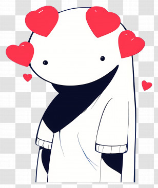 Flork Heart Meme - Cartoon Character Surrounded By Hearts Transparent PNG