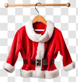 Santa Claus Suit - Red Santa Claus Outfit Hanging On Hanger Transparent PNG