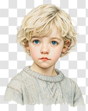 Caucasian Child - Innocent Blond Boy Portrait Transparent PNG