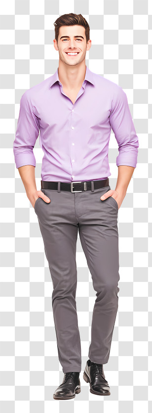 Businessman Full Body - Smiling Man In Purple Shirt Transparent PNG