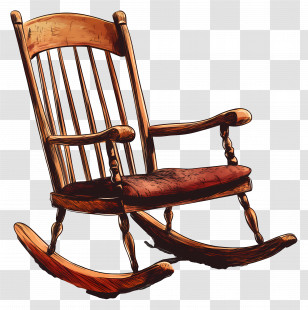 Rocking Chair - Wooden Rocking Chair With Classic Design Transparent PNG