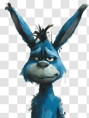 Donkey - Sad Blue Donkey Character Transparent PNG
