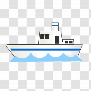 Simple Boat On Water - Simple Cartoon Boat Floating On Water Transparent PNG