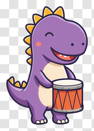 Cute Dinosaur Playing Drum - Playful Dinosaur With A Drum Transparent PNG