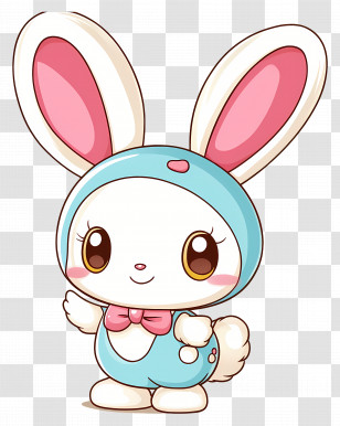 Cartoon Character - Adorable Cartoon Bunny In Blue Outfit Transparent PNG