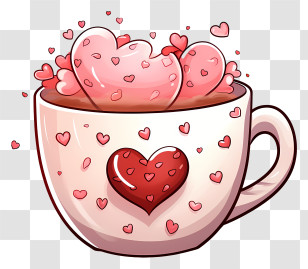 Coffee Cup - Romantic Coffee Cup With Hearts Transparent PNG