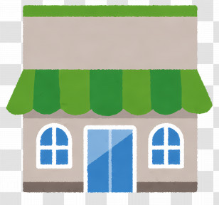 Shopping Building - Cartoon Storefront With Green Awning Transparent PNG
