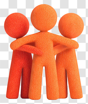Teamwork Icon - Orange Figures Embracing Transparent PNG