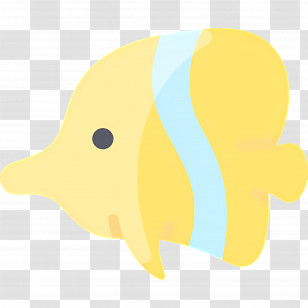Tropical Fish - Yellow Fish With Blue Stripe Transparent PNG