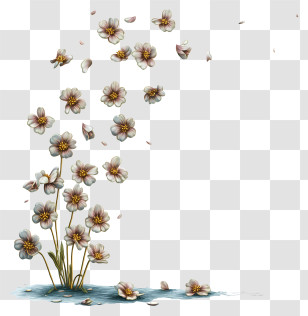 Flowers In The Air - Floating Flowers With Falling Petals Transparent PNG