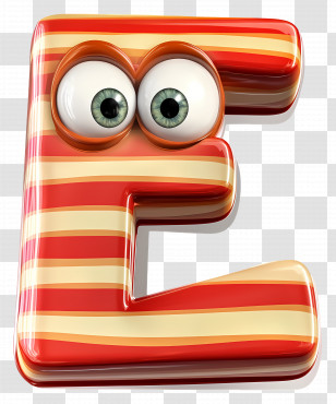 Funny Letter E - Playful Striped Letter E With Eyes Transparent PNG