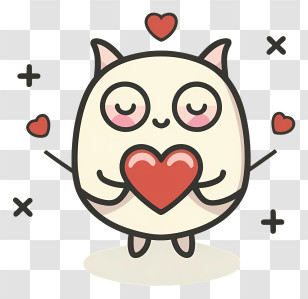 Cartoon Cat - Cute Character With Heart Transparent PNG