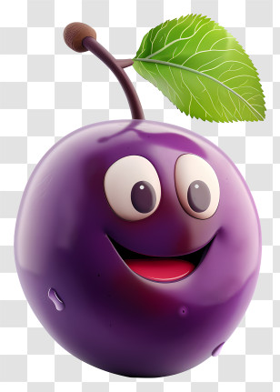 3d Cartoon Fruit - Smiling Purple Fruit Cartoon Character Transparent PNG