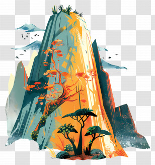 Mountain Tree - Abstract Mountain And Nature Illustration Transparent PNG