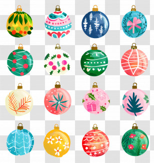 Christmas Colorful Balls - Decorative Christmas Ornaments Collection Transparent PNG