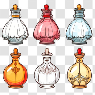 Perfume Bottle - Colorful Potion Bottles In Fantasy Style Transparent PNG