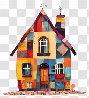 Patchwork House - Colorful Patchwork House Transparent PNG