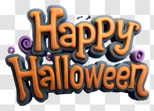 Happy Halloween Text - Ornate Happy Halloween Text Transparent PNG