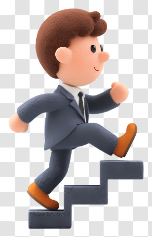 Boy Climbing Stairs - Businessman Climbing Stairs Transparent PNG