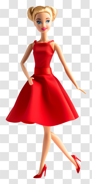 Barbie - Fashion Doll In Elegant Red Dress Transparent PNG