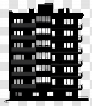 Apartment - Black Apartment Building Silhouette Transparent PNG