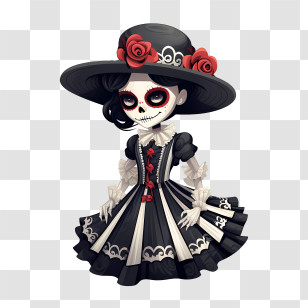 Dia De Los Muertos - Day Of The Dead Doll In Traditional Outfit Transparent PNG