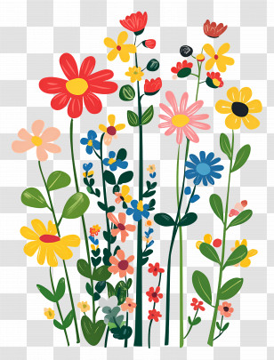 Flower Banner - Vibrant Garden Of Colorful Flowers Transparent PNG