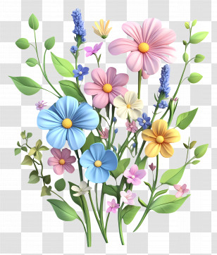 Spring Wild Flowers - Colorful Flower Bouquet Transparent PNG