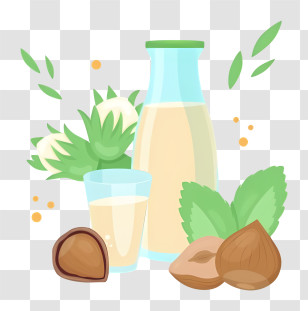 Milk Bottle - Nut Milk With Nuts And Glass Transparent PNG