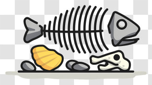 Fish In Mud - Fish Skeleton With Seashells Illustration Transparent PNG