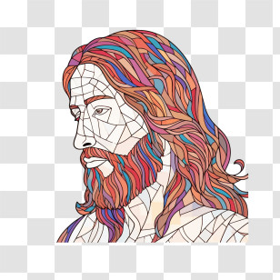 Jesus - Stained Glass Style Portrait Illustration Transparent PNG