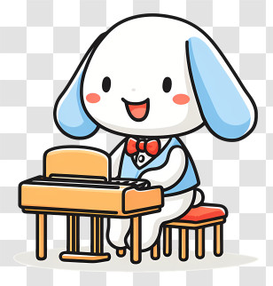 Cinnamoroll Playing Piano - White Bunny Playing Piano Transparent PNG