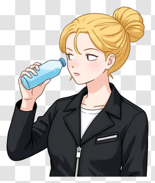 Woman Drinking Water - Blonde Woman Drinking Water Transparent PNG