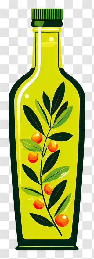 Olive Oil Bottle - Illustrated Olive Oil Bottle Transparent PNG
