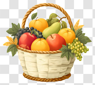 Thanksgiving Fruit Basket - Colorful Fruit Basket Transparent PNG