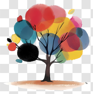 Whimsical Tree - Colorful Abstract Tree Illustration Transparent PNG