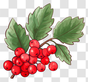 Small Branch - Festive Holly Leaves And Red Berries Illustration Transparent PNG