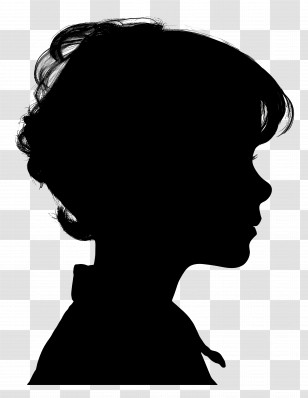 Kid Silhouette - Side Silhouette Of A Child In Black Transparent PNG