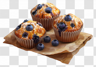 Blueberry Muffins - Blueberry Muffins On Paper Sheet Transparent PNG