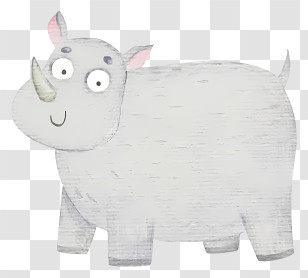 Watercolor Rhinoceros - Smiling Cartoon Rhino Transparent PNG