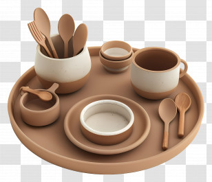 Earthenware Dinner Set - Elegant Ceramic Tableware Set Transparent PNG