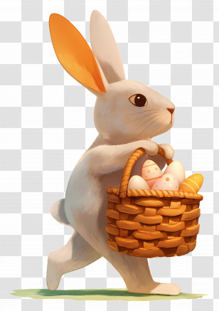 Easter Bunny - Easter Bunny Carrying Basket Of Eggs Transparent PNG