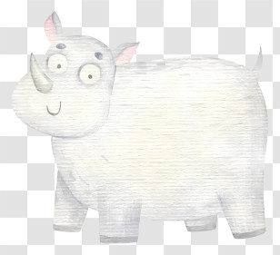 Watercolor Rhinoceros - Cute Cartoon Rhino Transparent PNG