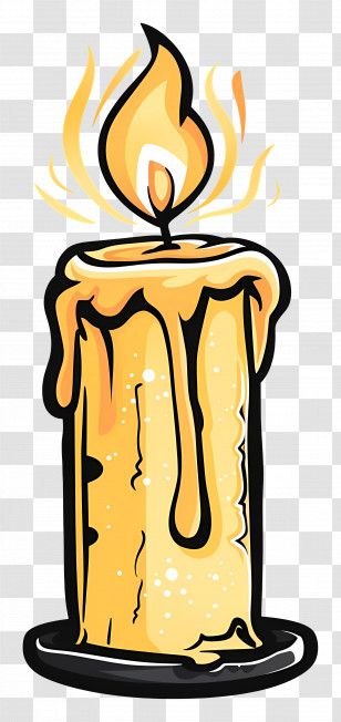Candle - Melting Candle With Flame Decoration Transparent PNG