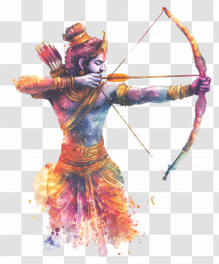 Dussehra - Warrior Archer In Watercolor Style Transparent PNG